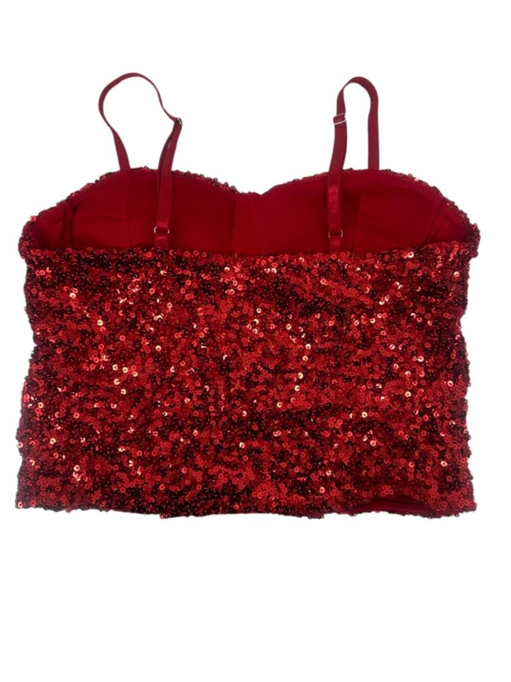 No Boundaries Women’s Red Sequin Bustier Top Large Junior 12/14 Y2K Party Baddie - Picture 2 of 5